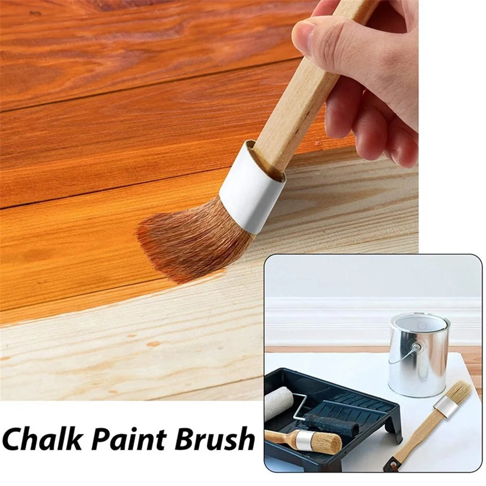 3Pcs / Set for Wood Furniture Home Wall Decor Chalk and Wax Paint Brush Bristle Stencil Brushes - 2
