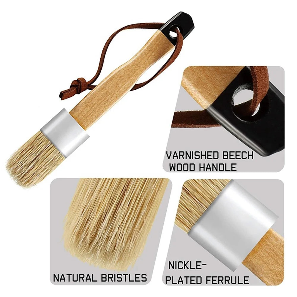3Pcs / Set for Wood Furniture Home Wall Decor Chalk and Wax Paint Brush Bristle Stencil Brushes - 3