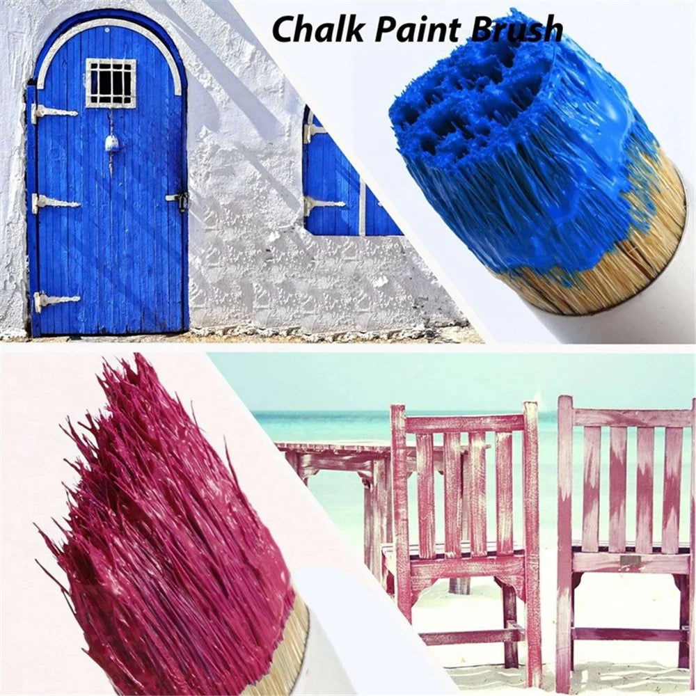 3Pcs / Set for Wood Furniture Home Wall Decor Chalk and Wax Paint Brush Bristle Stencil Brushes - 4