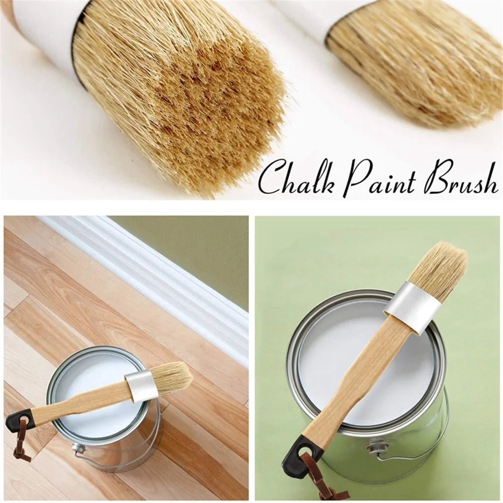 3Pcs / Set for Wood Furniture Home Wall Decor Chalk and Wax Paint Brush Bristle Stencil Brushes - 5