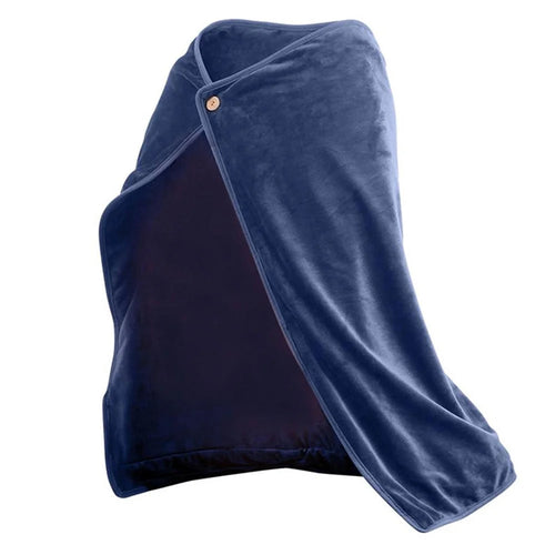 WPT05 USB Heated Warm Shawl Electric Heating Plush Throw Blanket Winter Warm Sofa TV Blanket Heating Blanket Flannel Heated Cape - Blue - 1