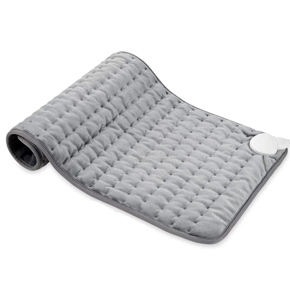 Double-sided Microplush Electric Blanket Heating Pad Abdomen Waist Back Pain Relief Winter Warmer Heat Controller - Grey / US Plug - 1
