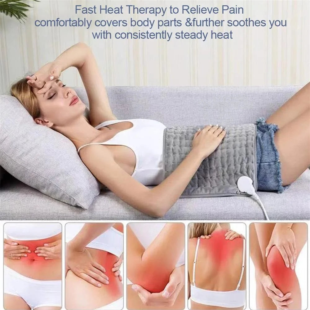 Double-sided Microplush Electric Blanket Heating Pad Abdomen Waist Back Pain Relief Winter Warmer Heat Controller - Grey / US Plug - 3