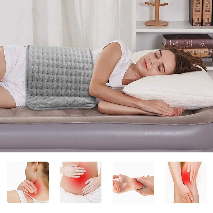 Double-sided Microplush Electric Blanket Heating Pad Abdomen Waist Back Pain Relief Winter Warmer Heat Controller - Grey / US Plug - 5