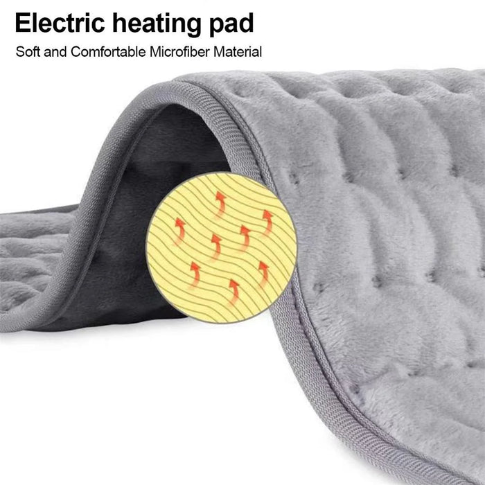 Double-sided Microplush Electric Blanket Heating Pad Abdomen Waist Back Pain Relief Winter Warmer Heat Controller - Grey / US Plug - 7