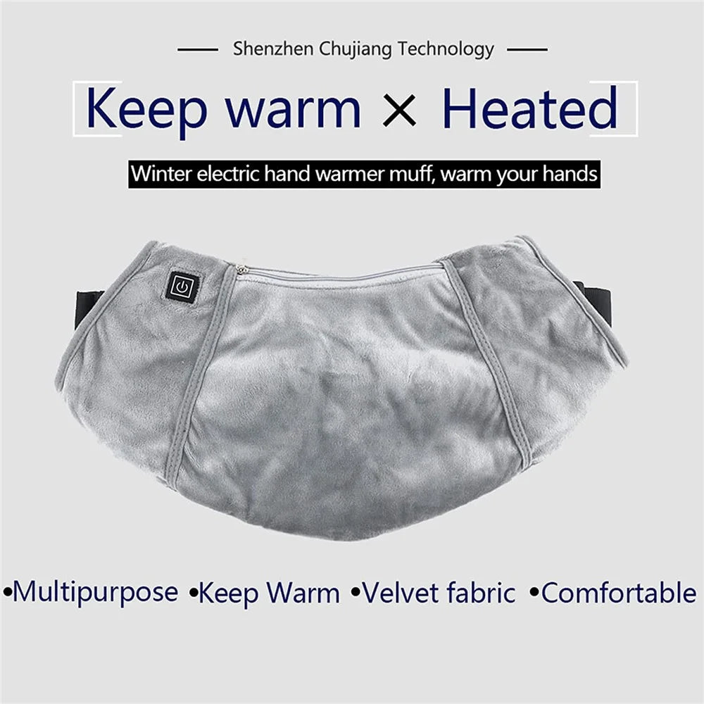 Winter Outdoor Heated Hand Muff Electric Hand Warmer Pouch Rechargeable Heated Gloves Waterproof Handwarmers Bag for Hunting Camping - Grey - 2