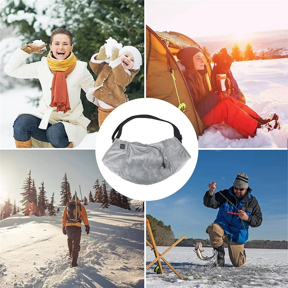 Winter Outdoor Heated Hand Muff Electric Hand Warmer Pouch Rechargeable Heated Gloves Waterproof Handwarmers Bag for Hunting Camping - Grey - 3