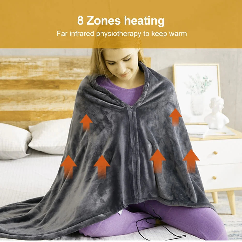 Electric Heated Blanket USB Charging Soft Warm Fleece Heating Winter Throw with 3 Temperature Levels Setting - 5