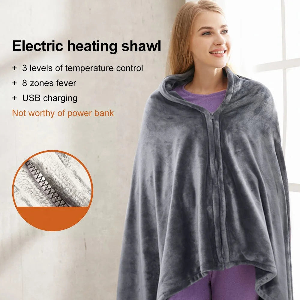 Electric Heated Blanket USB Charging Soft Warm Fleece Heating Winter Throw with 3 Temperature Levels Setting - 7