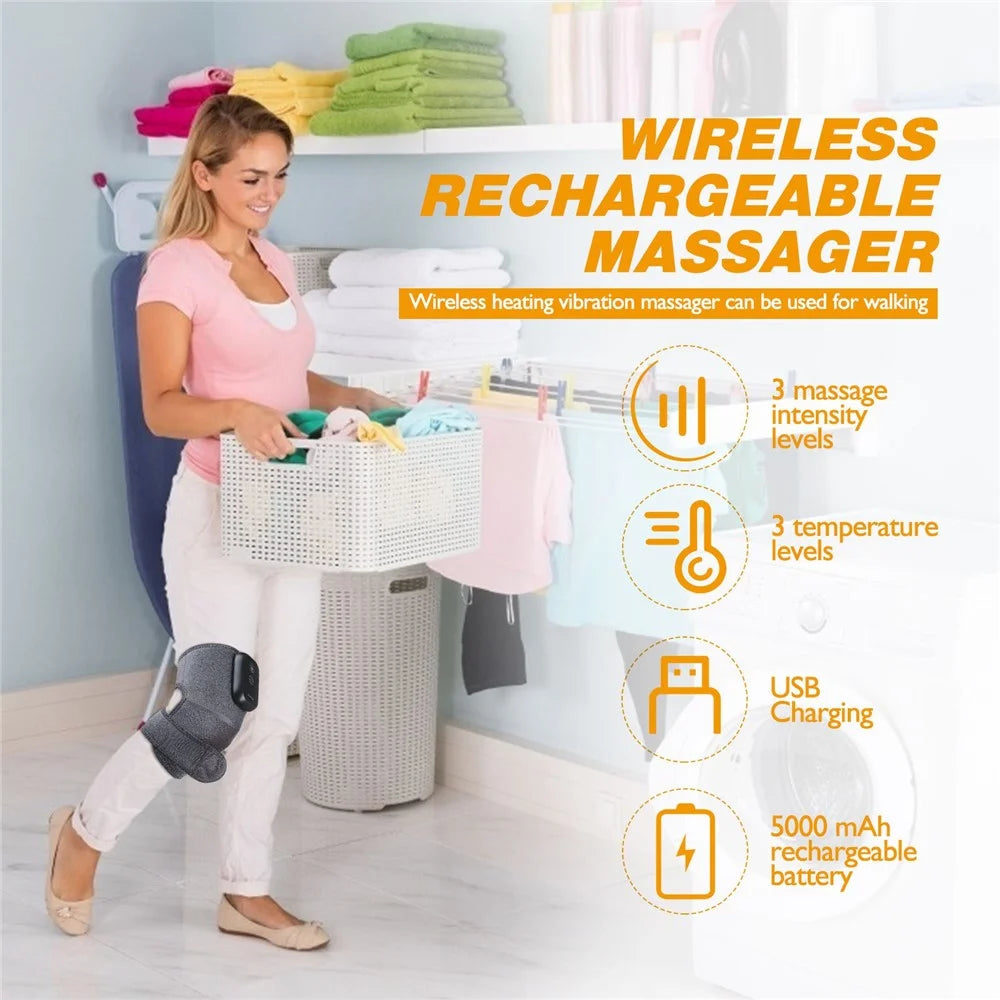 Heated Knee Massager Infrared Physiotherapy Knee Pad for Joint Pain Relief 3-Level Vibration Heater Knee Elbow Shoulder Brace Wrap - 3