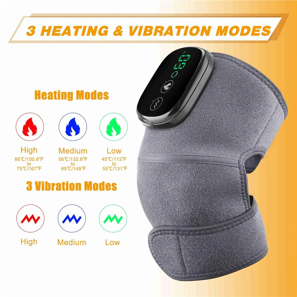 Heated Knee Massager Infrared Physiotherapy Knee Pad for Joint Pain Relief 3-Level Vibration Heater Knee Elbow Shoulder Brace Wrap - 4