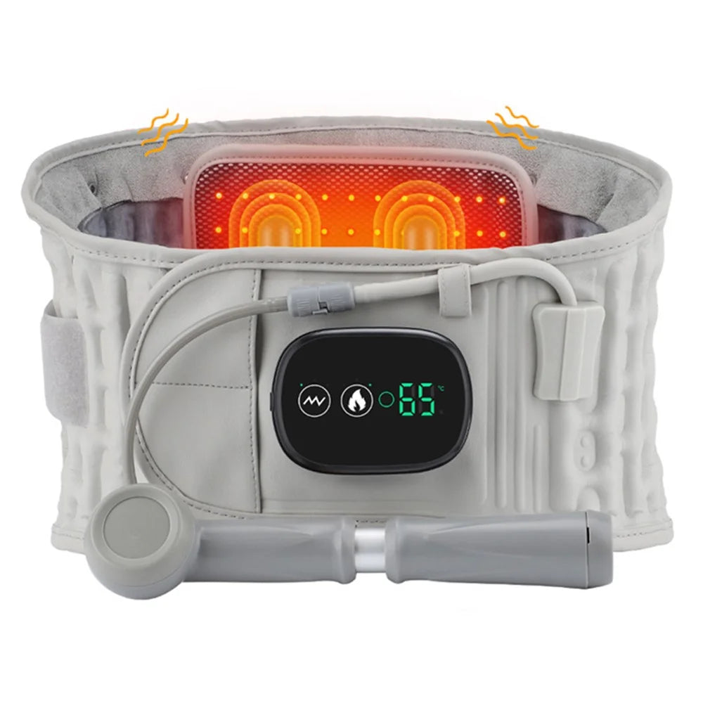 Infrared Heating Inflatable Belt Decompression Massager USB Charge LED Display Lumbar Bandage Spinal Corrector Waist Vibration - 1