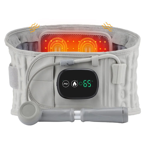 Infrared Heating Inflatable Belt Decompression Massager USB Charge LED Display Lumbar Bandage Spinal Corrector Waist Vibration - 1
