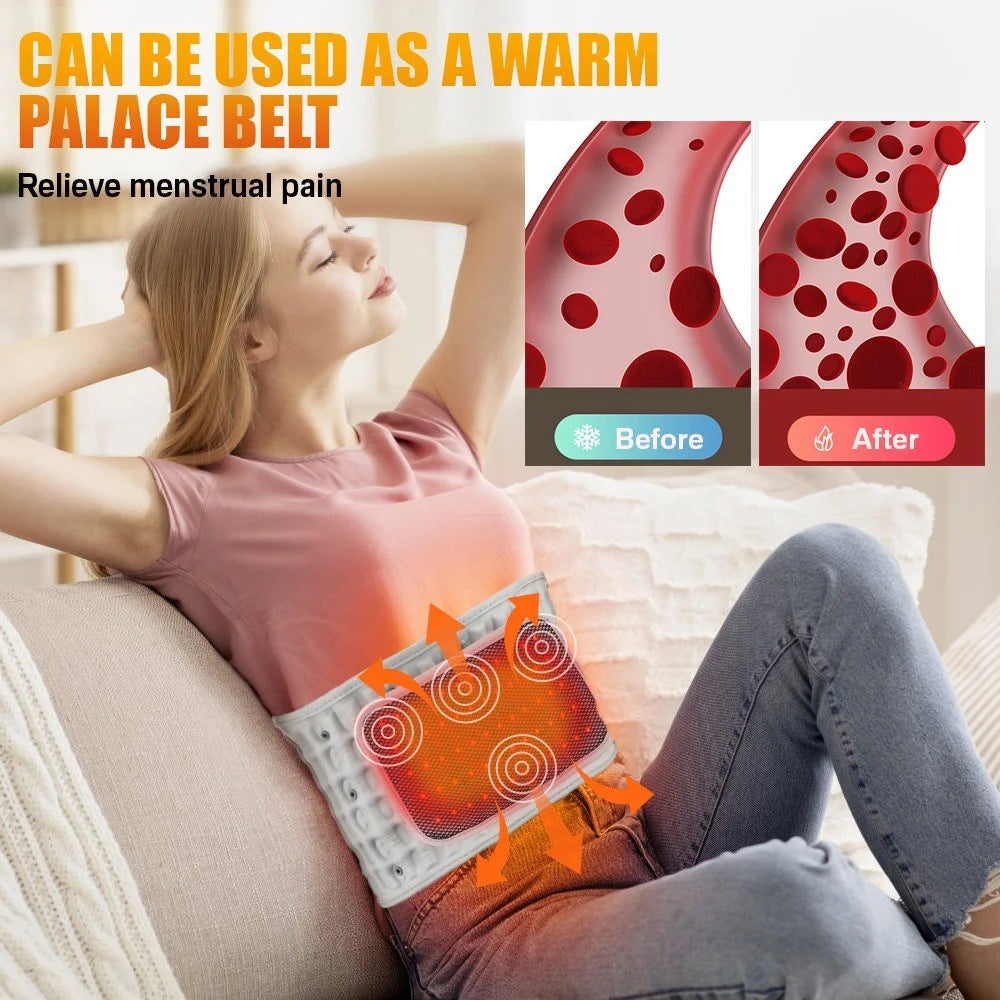 Infrared Heating Inflatable Belt Decompression Massager USB Charge LED Display Lumbar Bandage Spinal Corrector Waist Vibration - 3