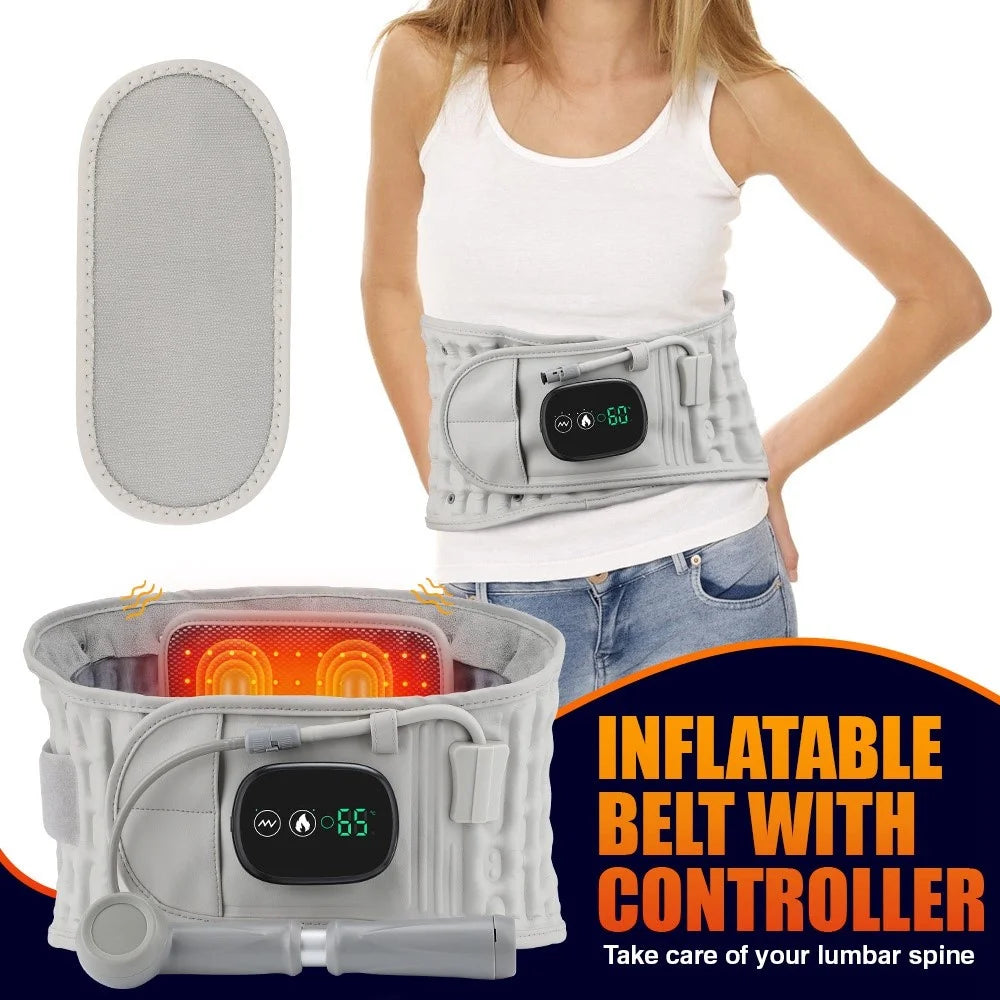 Infrared Heating Inflatable Belt Decompression Massager USB Charge LED Display Lumbar Bandage Spinal Corrector Waist Vibration - 4