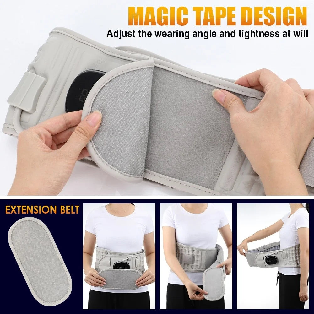 Infrared Heating Inflatable Belt Decompression Massager USB Charge LED Display Lumbar Bandage Spinal Corrector Waist Vibration - 6