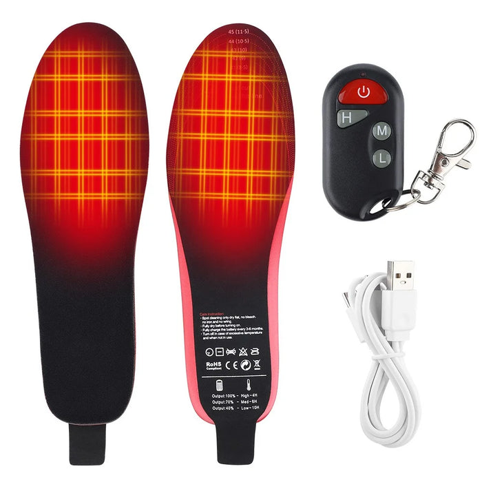 11193 1Pair Outdoor Electric Heating Insoles Three-Speed Wireless Remote Control Temperature Regulation Warm Insoles Foot Care Devices - L Size: 41-46 - 1