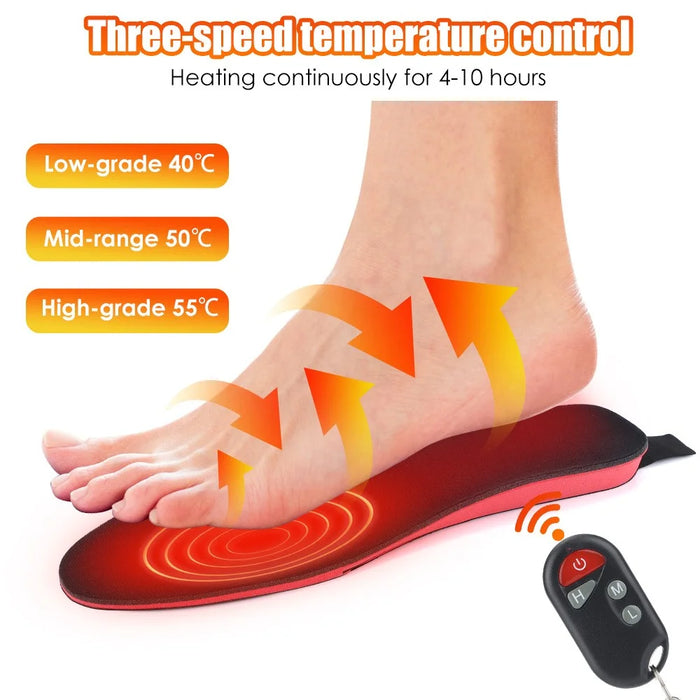 11193 1Pair Outdoor Electric Heating Insoles Three-Speed Wireless Remote Control Temperature Regulation Warm Insoles Foot Care Devices - L Size: 41-46 - 2