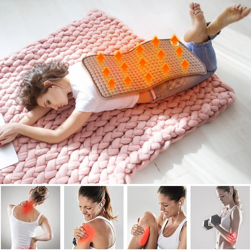 110V-240V Electric Heating Pad for Abdomen Waist Back Pain Relief 3 Timer 10 Heat Levels 12x24 inch Washable Physiotherapy Heat Pad - US Plug - 3
