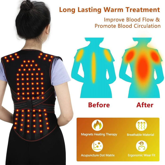 108 Magnets Tourmaline Magnetic Therapy Self-heating Vest Waist Back Shoulder Posture Corrector Spine Lumbar Brace Support Belt Pain Relief - M - 4