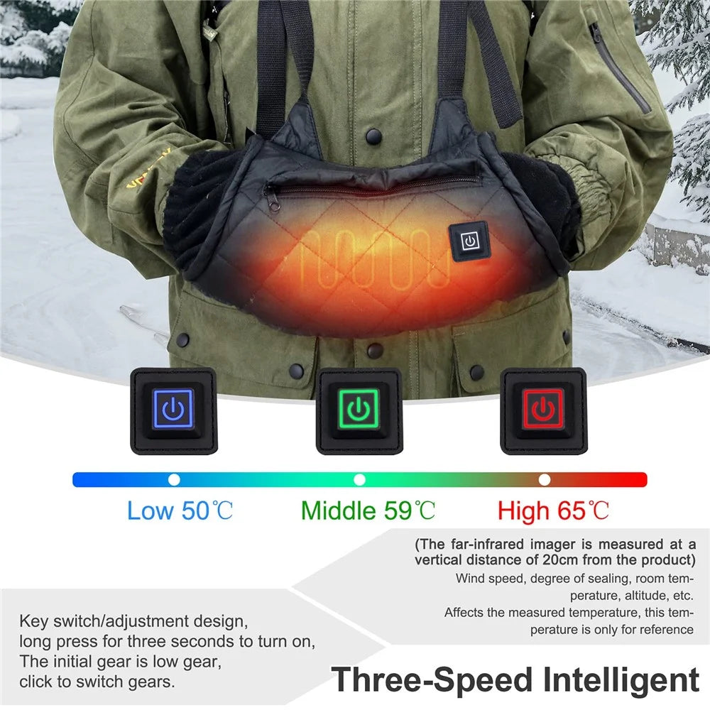 Electric Hand Warmer Rechargeable Heated Hand Muff with 3 Heat Modes Portable Graphene Hand Warmer Bag for Winter Outdoor Hunting Camping Football Golf - Black - 2