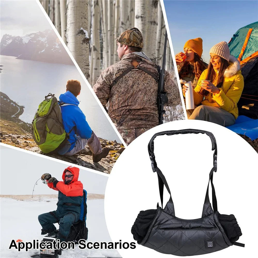 Electric Hand Warmer Rechargeable Heated Hand Muff with 3 Heat Modes Portable Graphene Hand Warmer Bag for Winter Outdoor Hunting Camping Football Golf - Black - 4