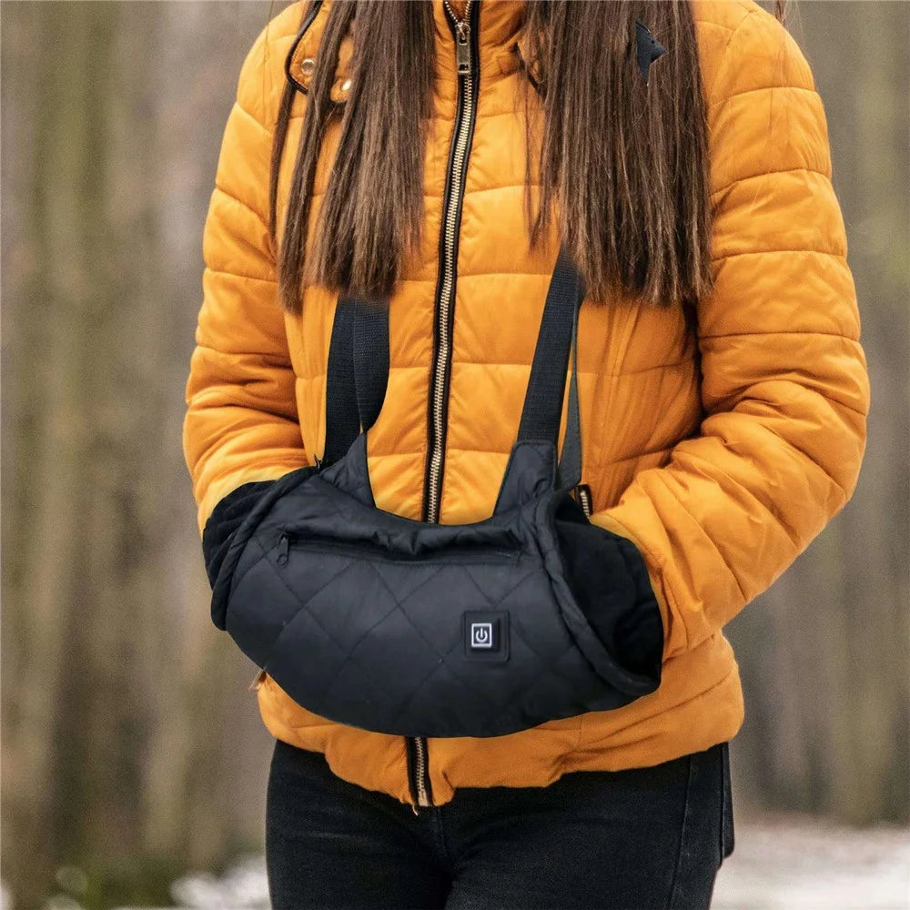Electric Hand Warmer Rechargeable Heated Hand Muff with 3 Heat Modes Portable Graphene Hand Warmer Bag for Winter Outdoor Hunting Camping Football Golf - Black - 6