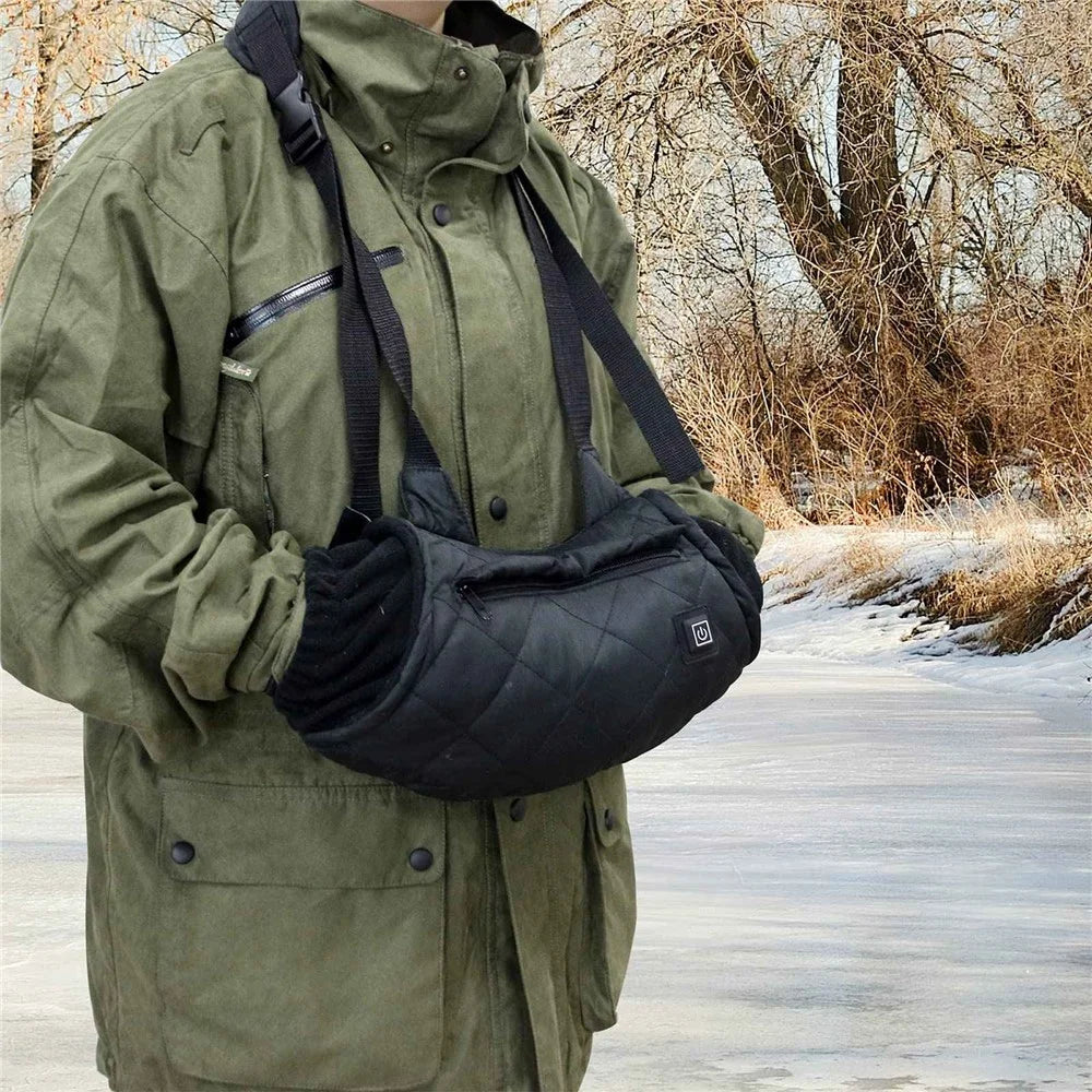 Electric Hand Warmer Rechargeable Heated Hand Muff with 3 Heat Modes Portable Graphene Hand Warmer Bag for Winter Outdoor Hunting Camping Football Golf - Black - 7