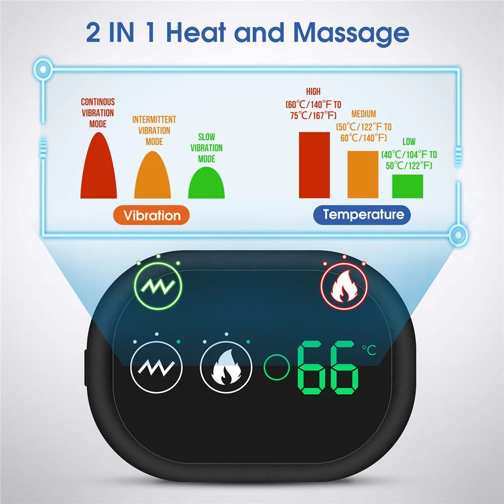 102200 Electric Heating Shoulder Brace LED Display Vibration Shoulder Massage Gift Support Belt Strap for Arthritis Joint Injury Pain Relief - Grey - 4