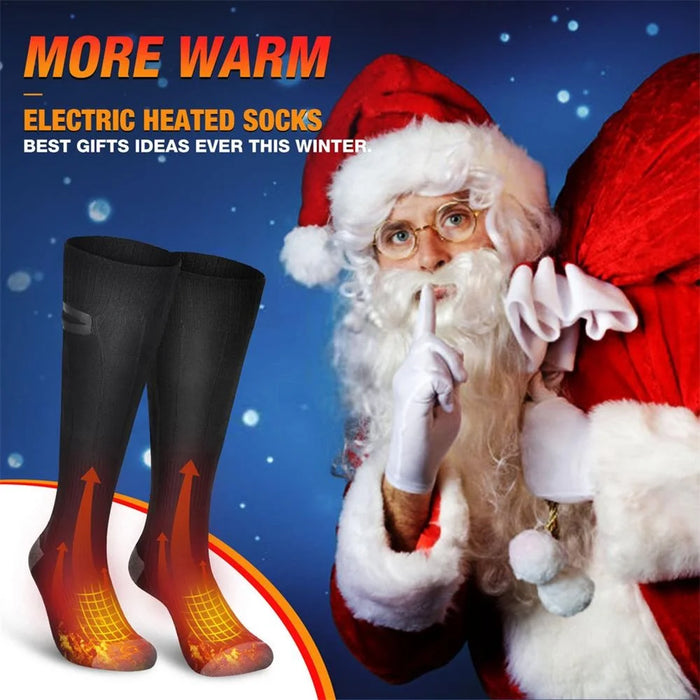 Winter Heated Stretch Socks USB Rechargeable Three-speed Adjustment Electric Heating Socks Long Tube Heated Sock Gift for Christmas (Free Size) - 2
