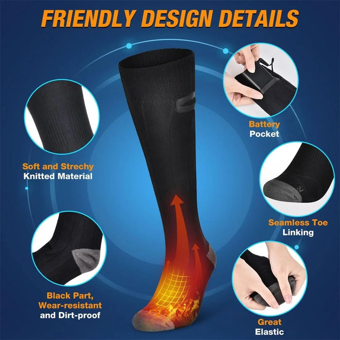 Winter Heated Stretch Socks USB Rechargeable Three-speed Adjustment Electric Heating Socks Long Tube Heated Sock Gift for Christmas (Free Size) - 5