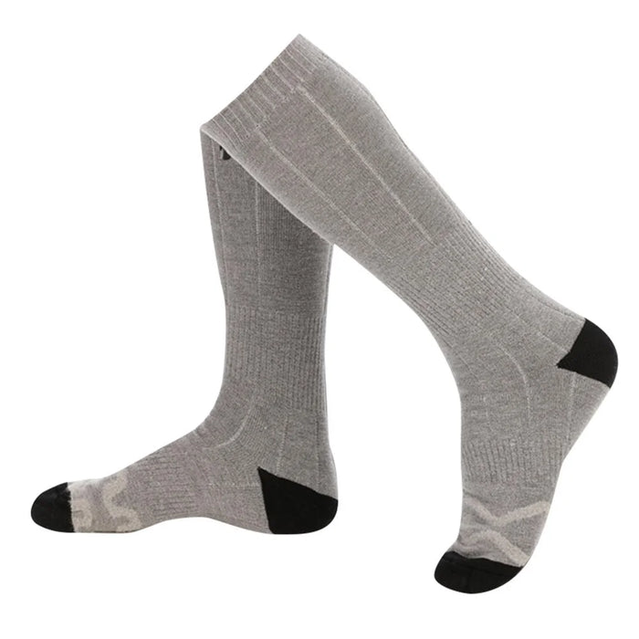 Winter Outdoor Washable Electric Heating Socks 3 Modes Elastic Cotton Socks (without Power Bank) - Grey - 1