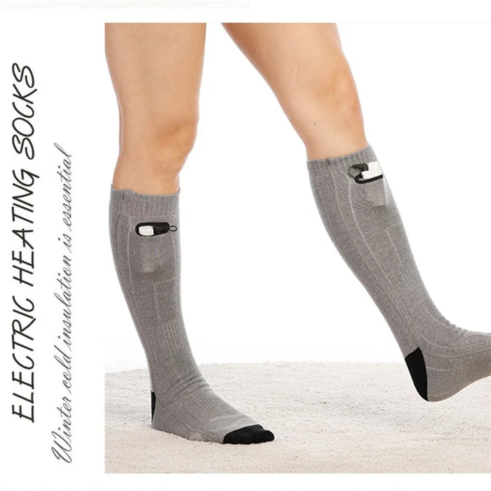 Winter Outdoor Washable Electric Heating Socks 3 Modes Elastic Cotton Socks (without Power Bank) - Grey - 4