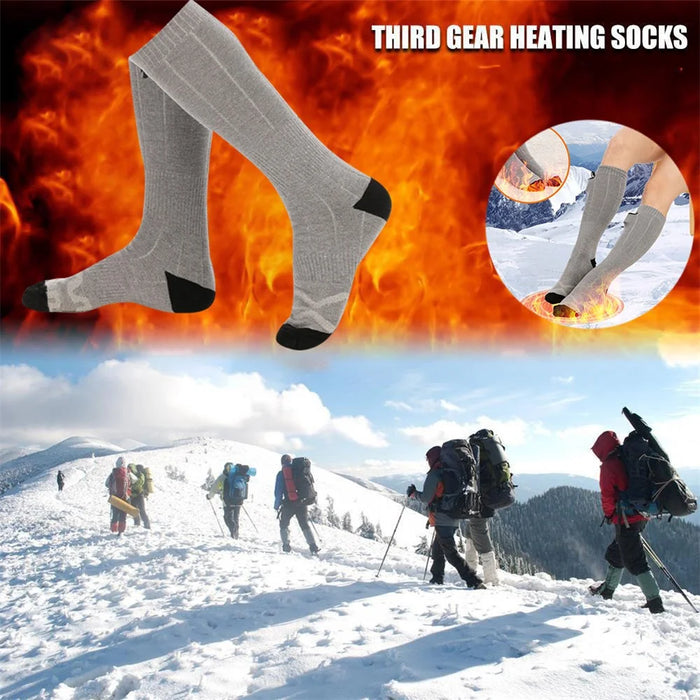 Winter Outdoor Washable Electric Heating Socks 3 Modes Elastic Cotton Socks (without Power Bank) - Grey - 7