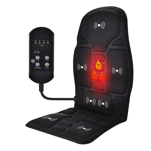 AUSHEN 7 Motor Electric Heating Vibrating Back Massager Chair Cushion Car Home Office Lumbar Neck Mattress Pain Relief Mat - US Plug - 1