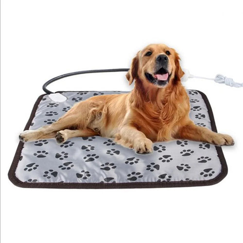 Footprint Pattern Waterproof Bite-resistant Cat Dog Electric Blanket Warm Mat Lightweight Electric Blanket for Pet Gifts, 45*45cm - US Plug - 1