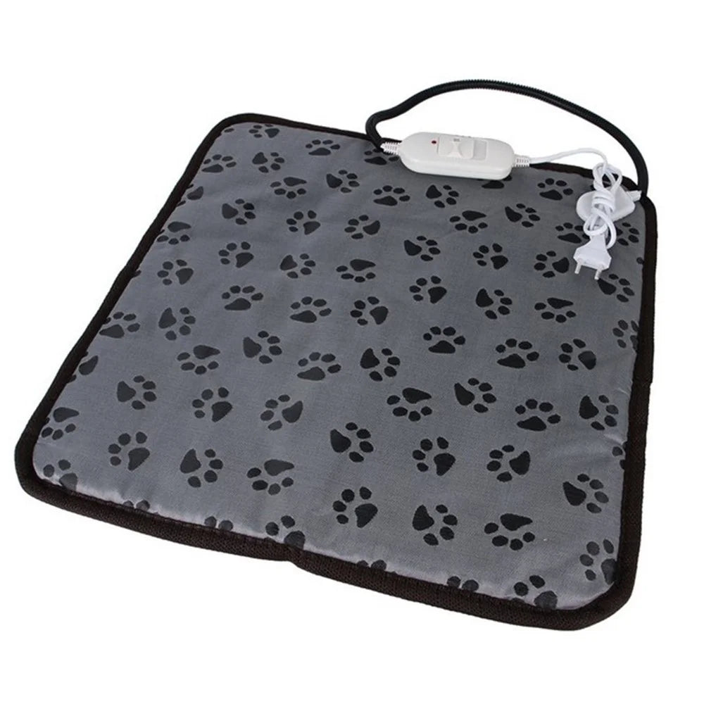 Footprint Pattern Waterproof Bite-resistant Cat Dog Electric Blanket Warm Mat Lightweight Electric Blanket for Pet Gifts, 45*45cm - US Plug - 2