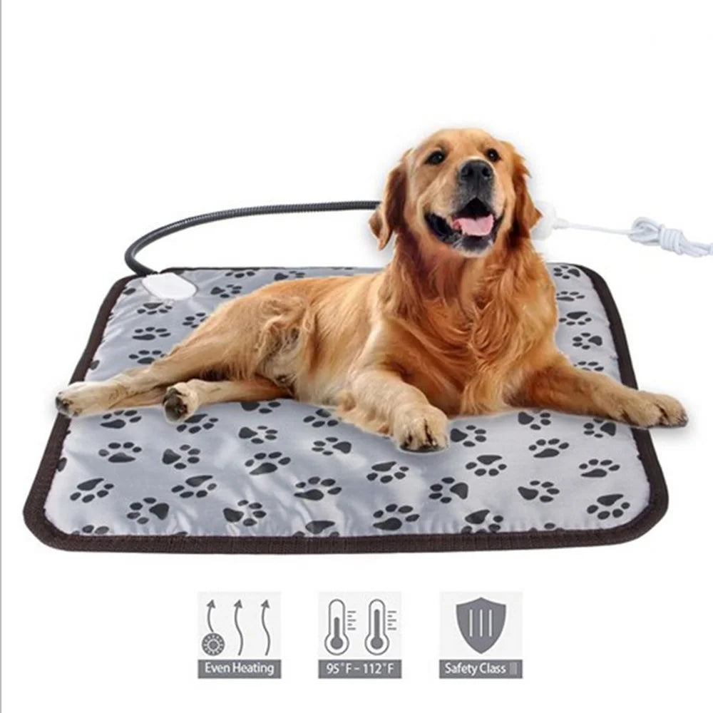 Footprint Pattern Waterproof Bite-resistant Cat Dog Electric Blanket Warm Mat Lightweight Electric Blanket for Pet Gifts, 45*45cm - US Plug - 3