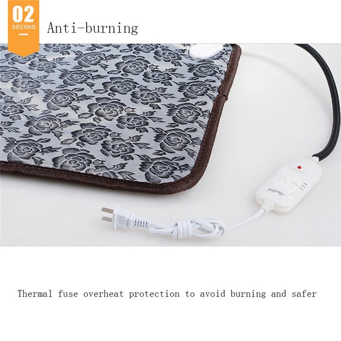Floral Pattern Pet Electric Blanket Adjustable Temperature Waterproof Warmer Blanket Dog Cat Heating Pad, 45*45cm - US Plug - 6