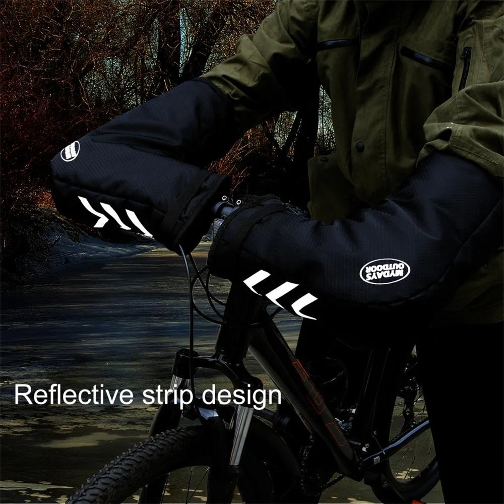 1 Pair Waterproof Oxford Cloth Fleece Lining Mittens Bicycle Motorcycle Riding Gloves for Winter - 3