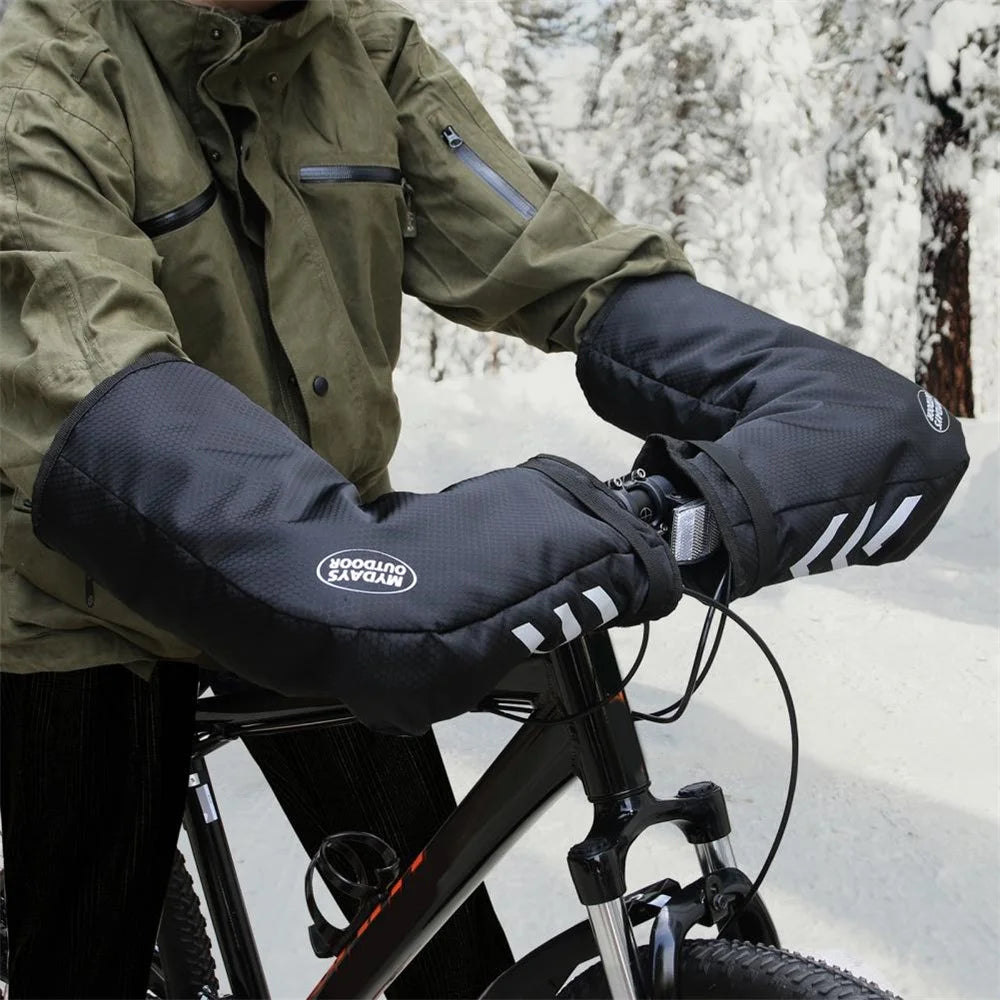 1 Pair Waterproof Oxford Cloth Fleece Lining Mittens Bicycle Motorcycle Riding Gloves for Winter - 4