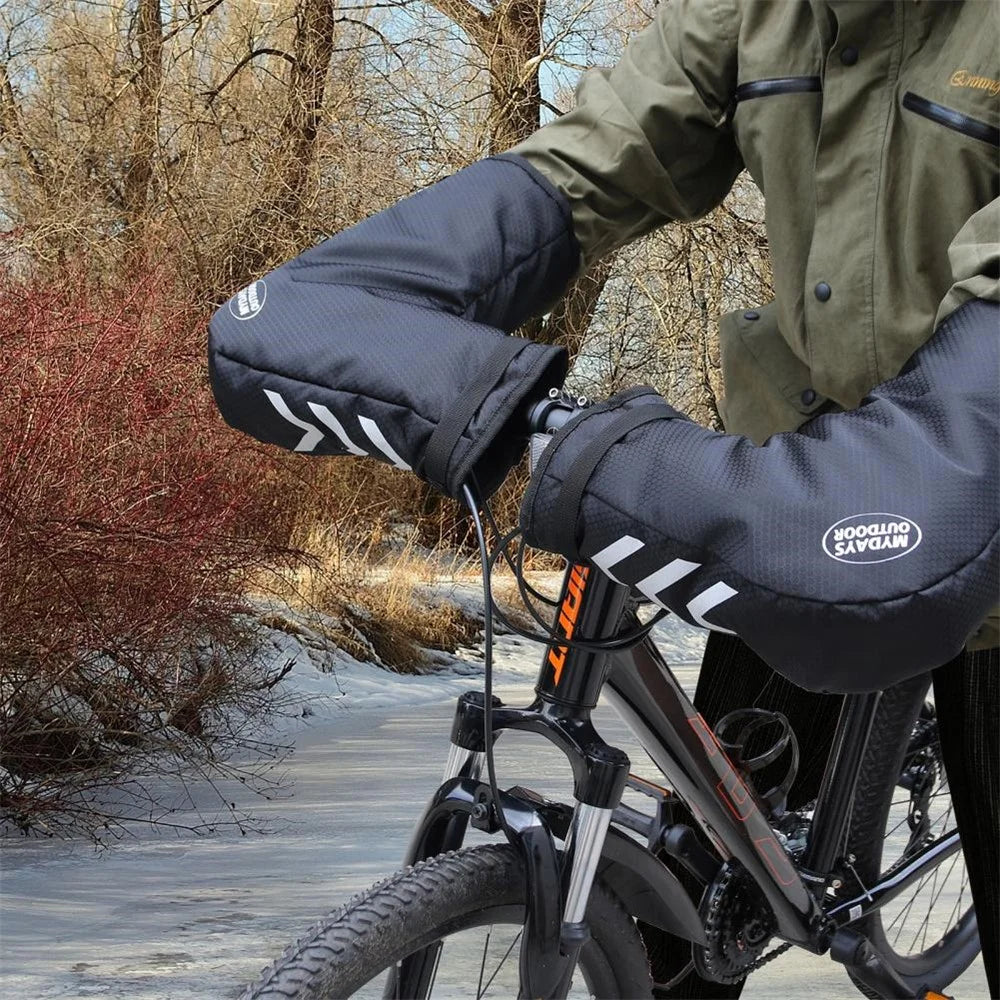 1 Pair Waterproof Oxford Cloth Fleece Lining Mittens Bicycle Motorcycle Riding Gloves for Winter - 5