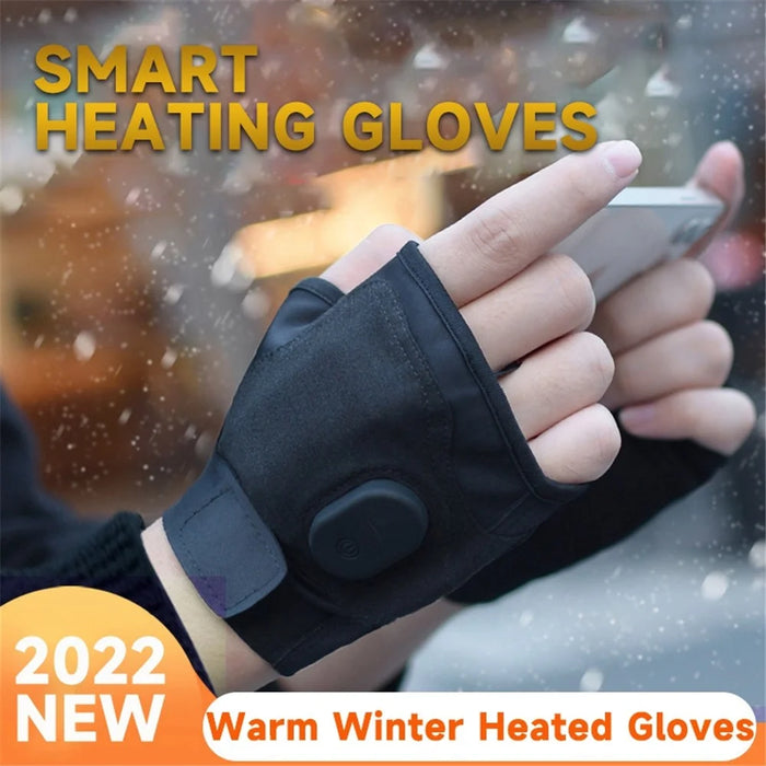 1Pair USB Hand Warmer Gloves Temperature Control Warm Hand Warmer Electric Heating Gloves for Skiing, Riding, Hiking - Pink - 3