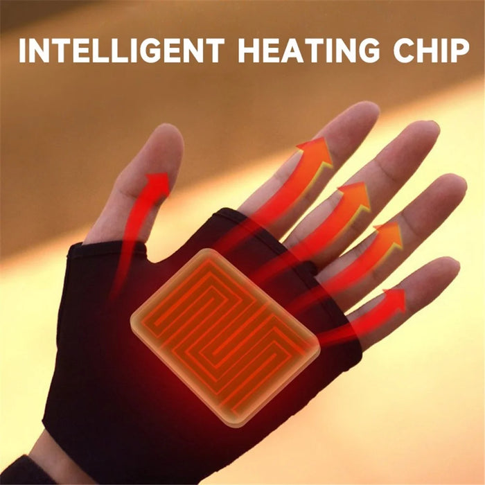 1Pair USB Hand Warmer Gloves Temperature Control Warm Hand Warmer Electric Heating Gloves for Skiing, Riding, Hiking - Pink - 4