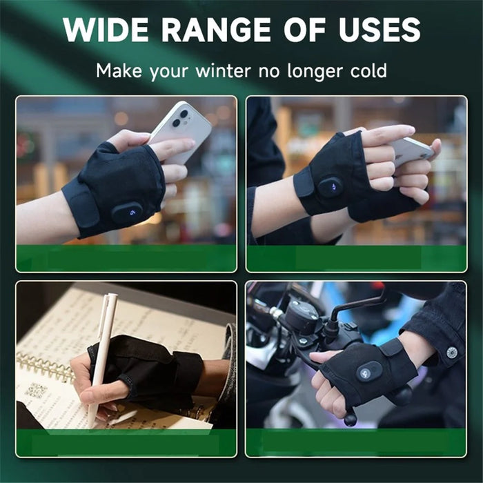 1Pair USB Hand Warmer Gloves Temperature Control Warm Hand Warmer Electric Heating Gloves for Skiing, Riding, Hiking - Pink - 7