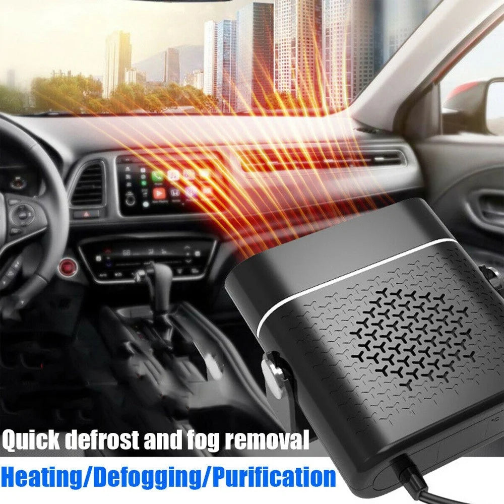 24V Portable 2-In-1 Car Demister Heater Fan Adjustable Automobile Mounted Heater 150W Vehicle Heating Heater Cooler Fans - Black - 6