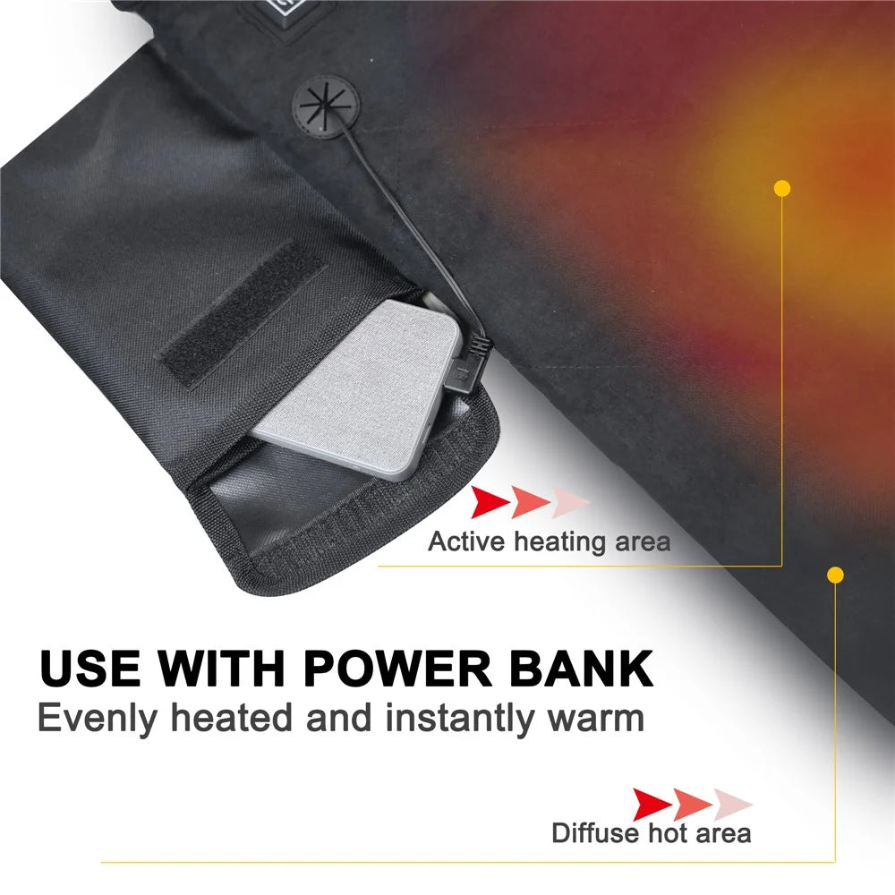MYDAYS OUTDOOR 16 inch Heated Stadium Seat Chair Pad 3 Levels Portable USB Heated Seat Cushion for Outdoor - Black - 3