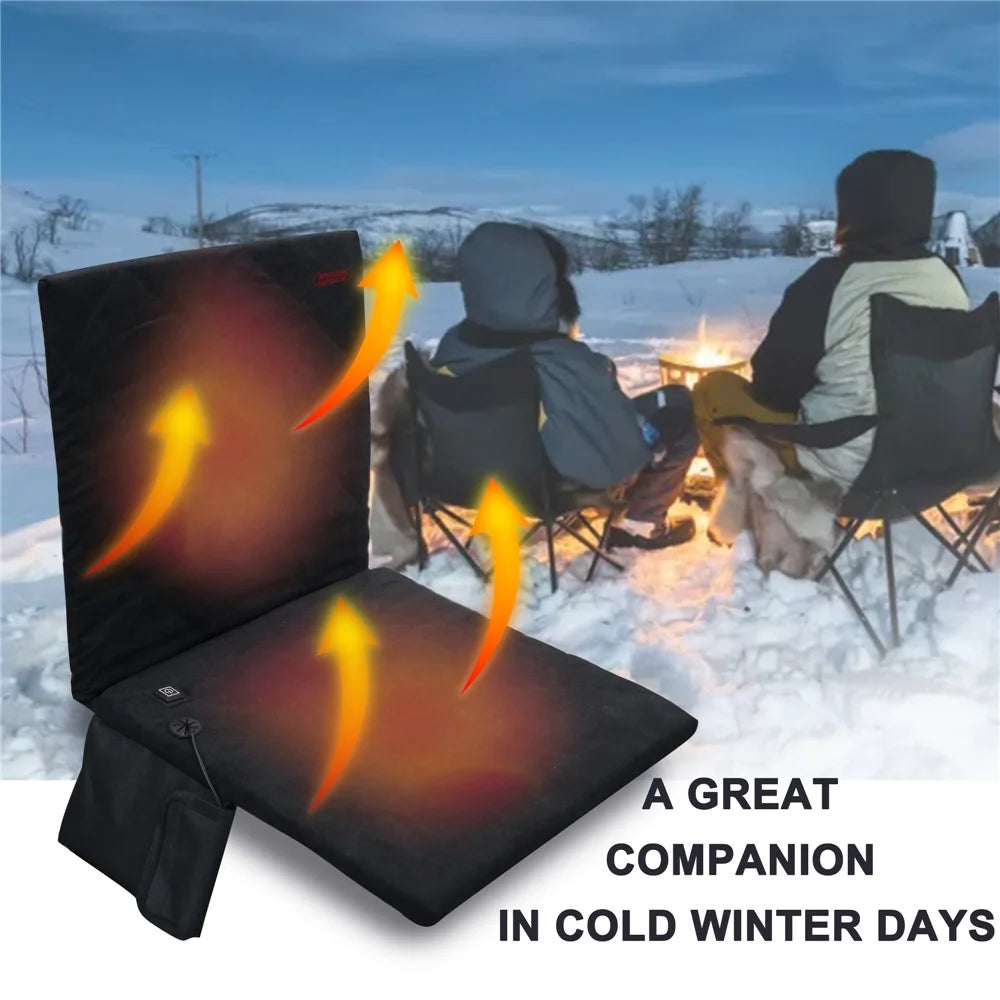 MYDAYS OUTDOOR 16 inch Heated Stadium Seat Chair Pad 3 Levels Portable USB Heated Seat Cushion for Outdoor - Black - 4
