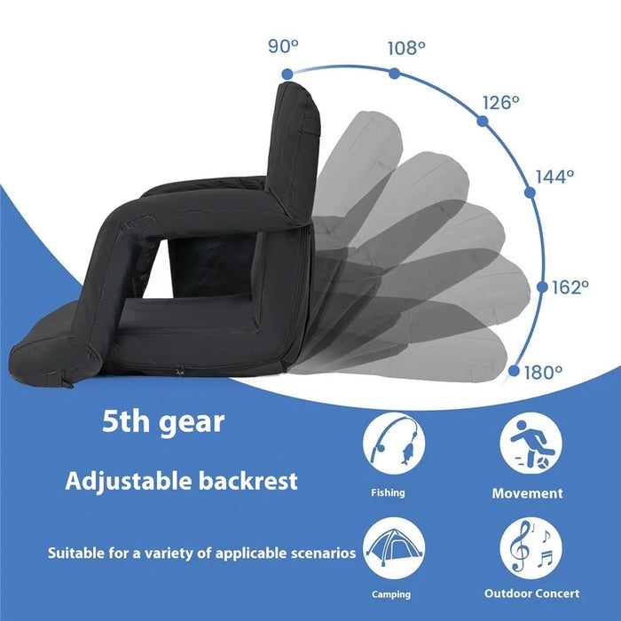 Heated Stadium Seat Foldable Bleacher Chair 6 Reclinng Positions Back and Arm Support Thick Cushion for Outdoors Picnic Camping Sports - 6