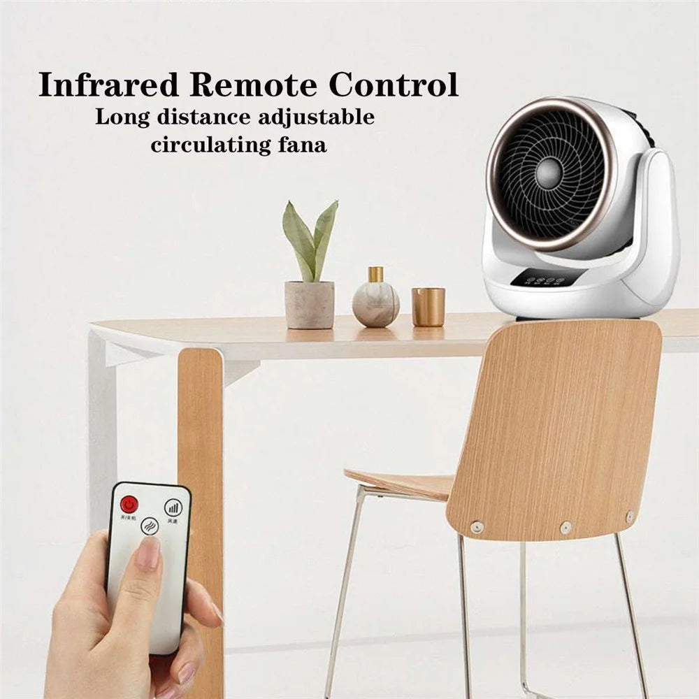 3 Gears Fan Warmer Remote Control Portable Electric Heater Home Office Bathroom Radiator Desktop Air Heater - US Plug - 5